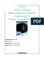 Guyana Ministry of Education National Grade Nine Assessment English Project #2 Based On "Guyanese Literature"