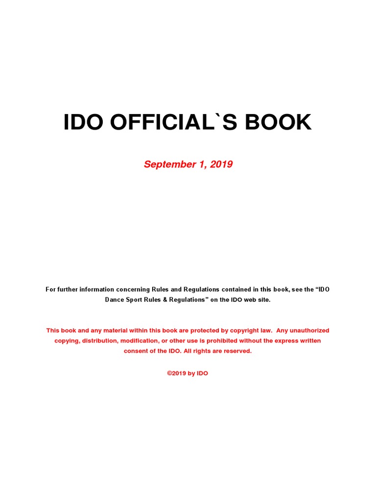 Ido Official'S Book: September 1, 2019 | PDF | Test (Assessment) | Dances