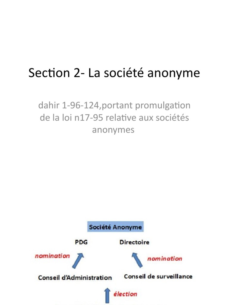 Cours Section 2 La Société Anonyme PDF Conseil d'administration