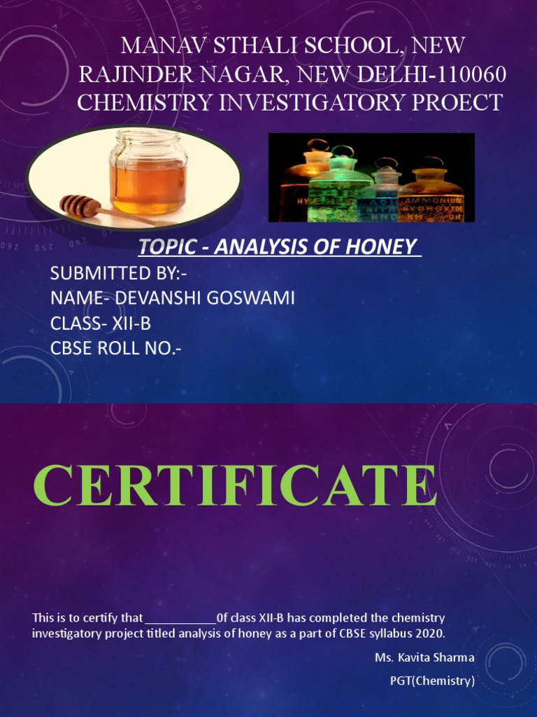Analysis of Honey: A Chemistry Investigatory Project | PDF | Honey ...