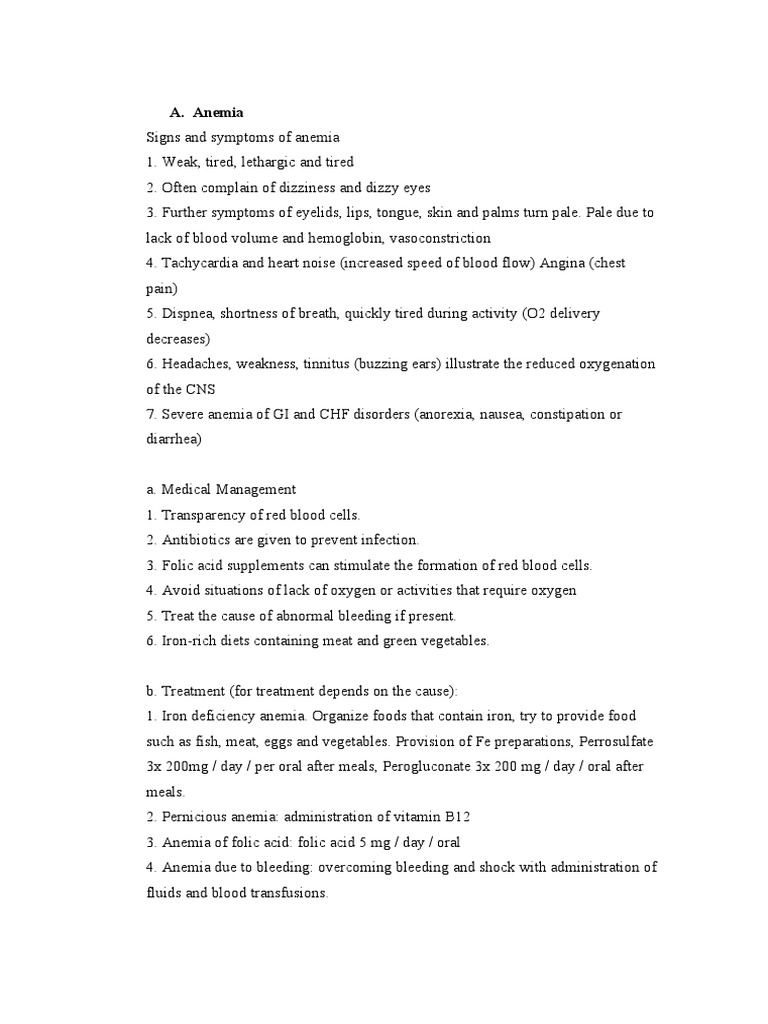 Anemia and Diarrhea: Symptoms and Management | PDF