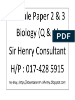 Module Paper 2 & 3 Biology (Q & A) Sir Henry Consultant H/P: 017-428 5915
