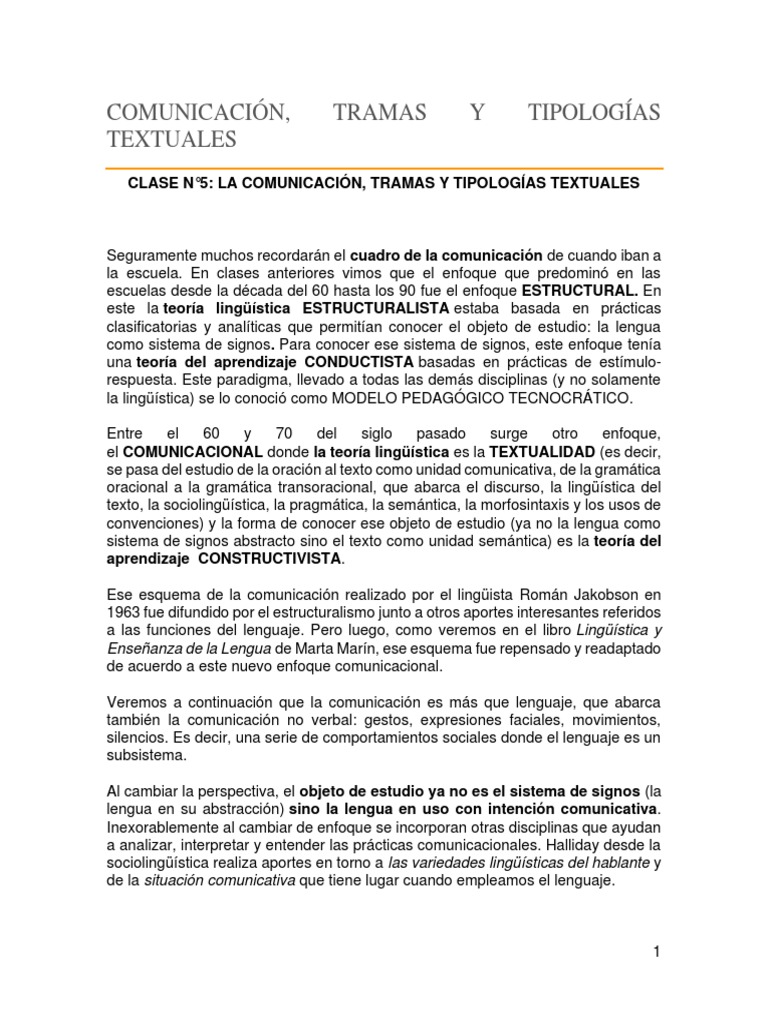 Comunicación, Tramas y Tipologías Textuales | PDF | Sociolingüística ...
