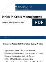 Ethics in Crisis Management: Module Nine - Lesson Two