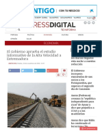 El Gobierno Aprueba El Estudio Informativo de La Alta Velocidad A Extremadura