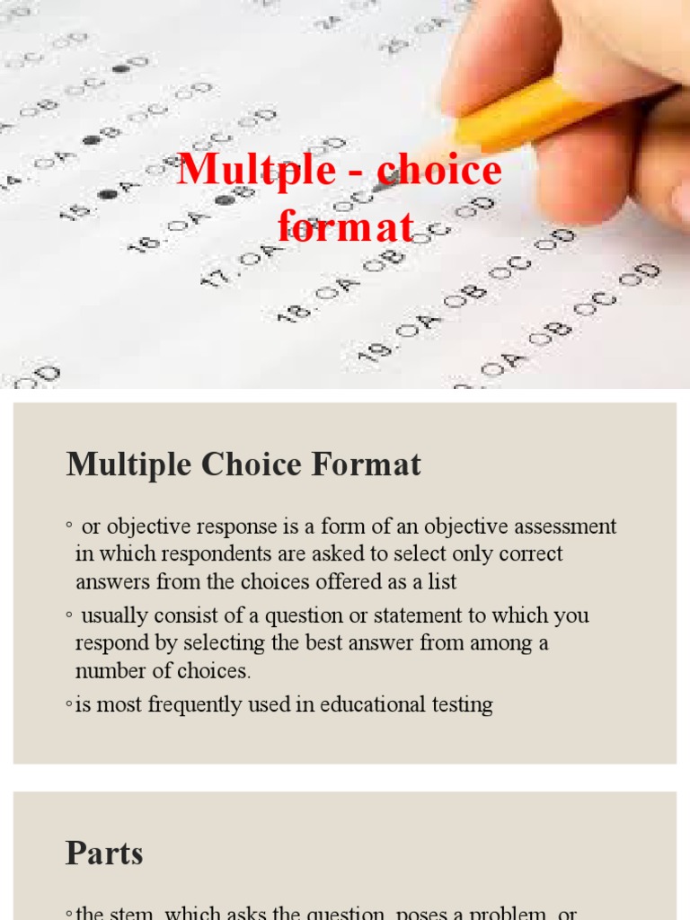 Multple - Choice Format | PDF | Multiple Choice | Psychological Testing