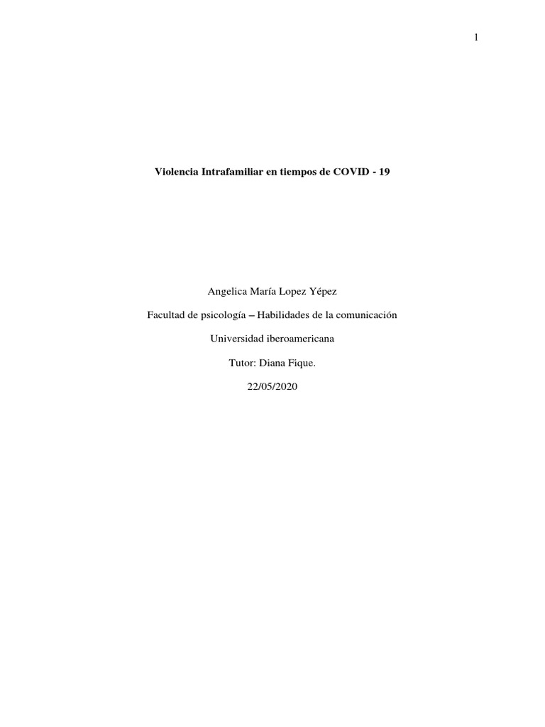 Violencia Intrafamiliar en Tiempos de COVID | PDF | La violencia contra ...