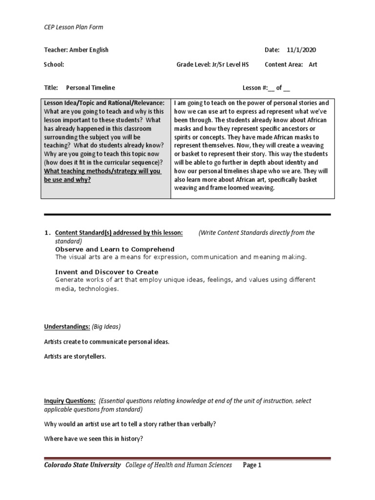 Timeline Lesson Plan