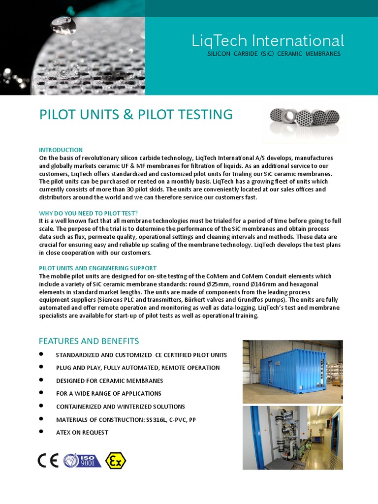 SiC Ceramic Membranes Pilot Testing | PDF | Membrane | Membrane Technology