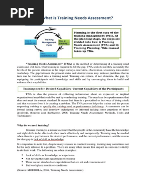 Training Needs Assessment
