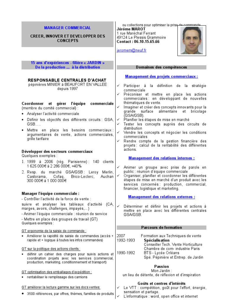 cv managementcommercial  Sodles  Commercialisation
