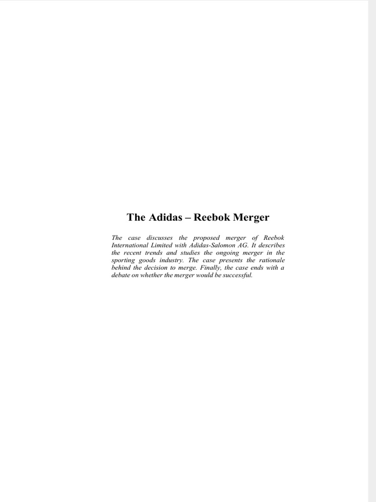 Lach lettergreep engel The Adidas Reebok Merger | PDF | Adidas | Nike