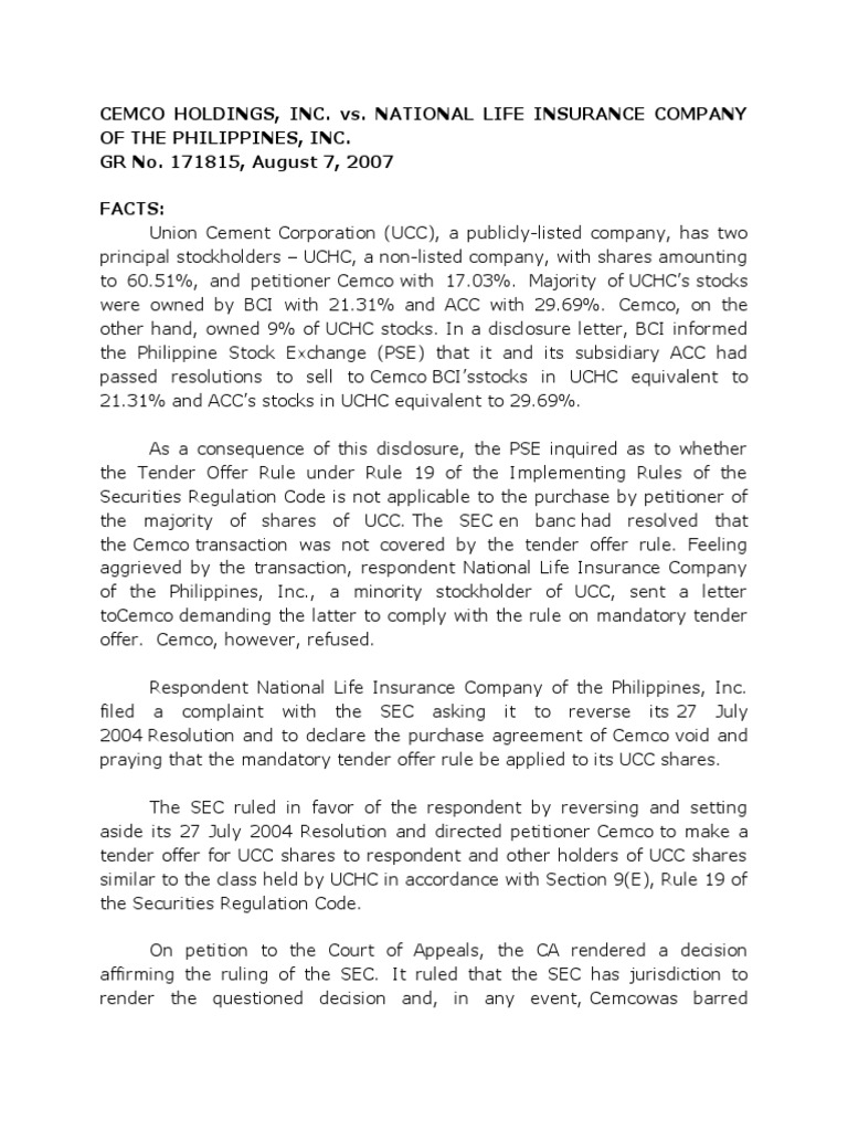 Cemco Holdings, Inc. vs. National Life Insurance Company of The