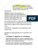 Contract of Sale Is An Agreement Whereby One of The Parties