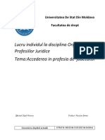 Lucru Individul La Disciplina Organizarea Profesiilor Juridice Tema:Accederea in Profesia de Judecator