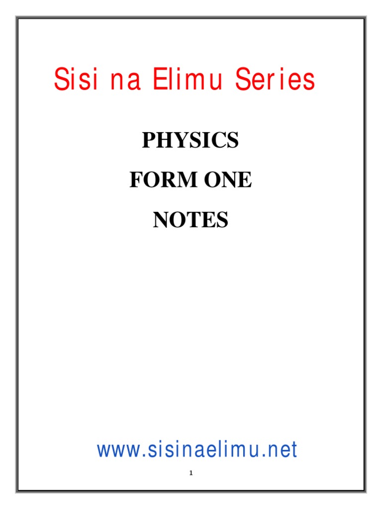 Form One Physics Study Notes | PDF | Buoyancy | Force