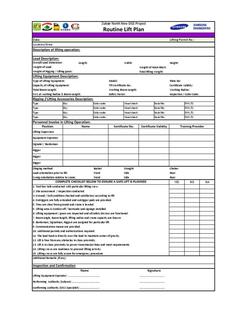 Lifting Operation Safety Checklist | PDF | Crane (Machine)