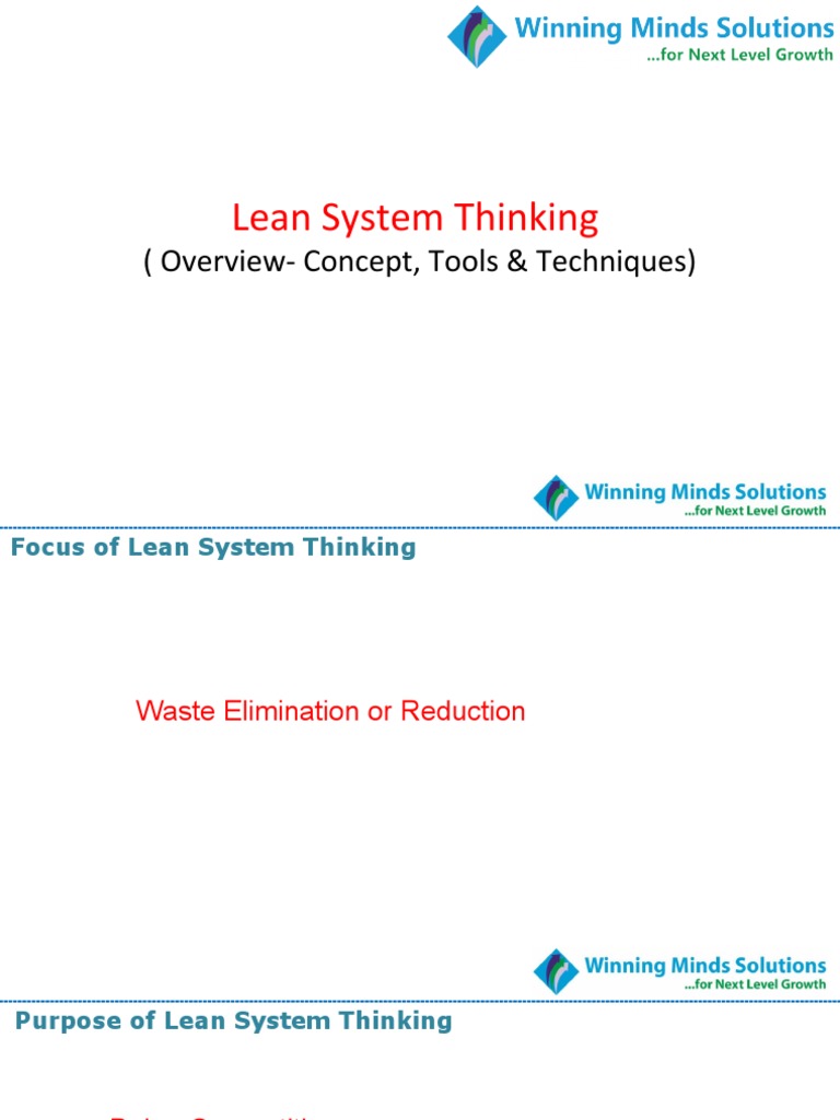 Lean System Thinking: Concepts & Tools | PDF | Lean Manufacturing ...