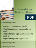 Pagsulat NG Buod o Sintesis