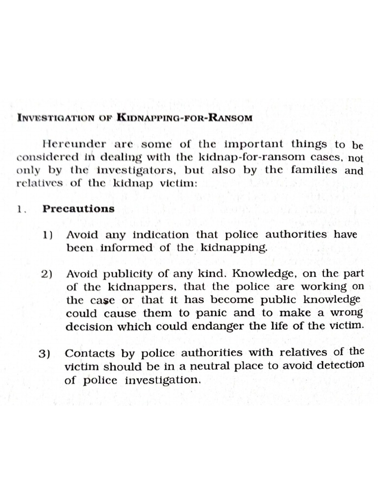 Investigation of Kidnap-For-Ransom PDF | PDF