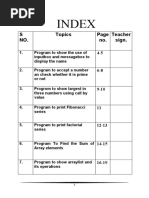 Index: S NO. Topics No. Teacher Sign