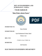 "Rain Water Alarm Project": Circuit Analysis (I)