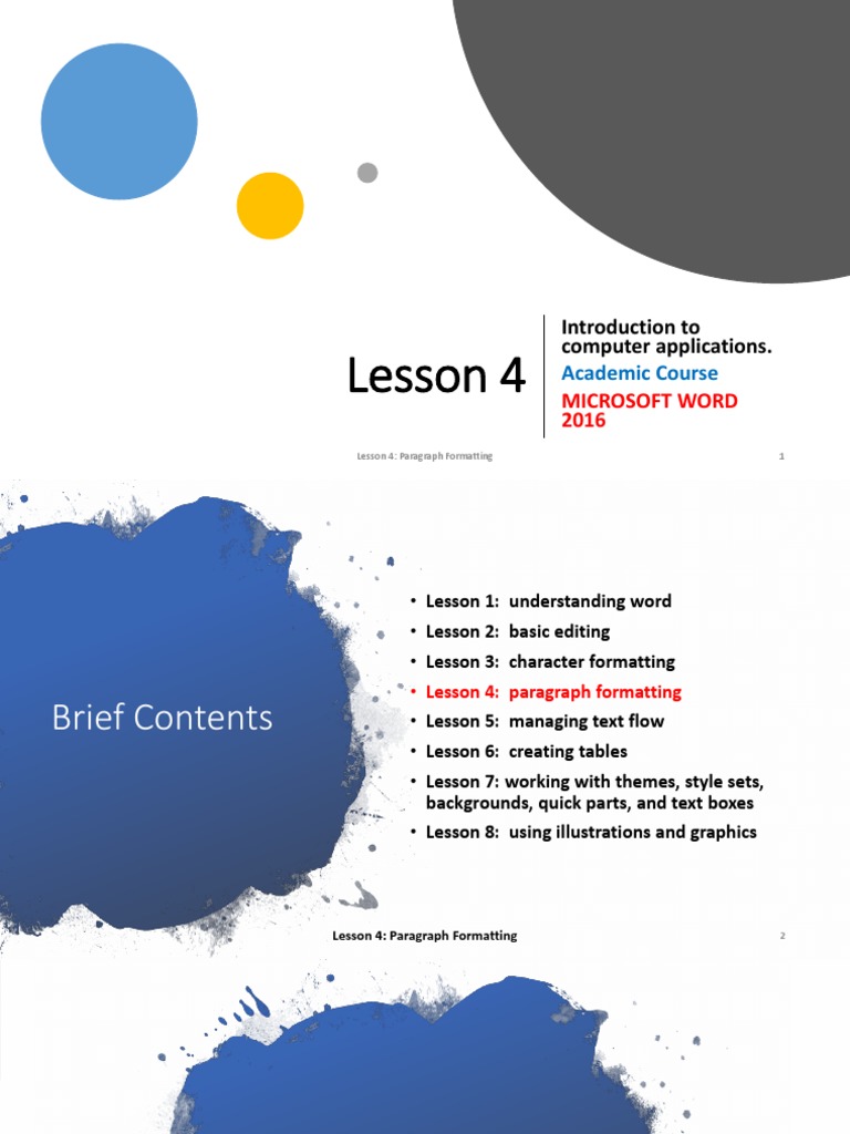 Microsoft Word 2016: Paragraph Formatting Guide | PDF | Paragraph ...
