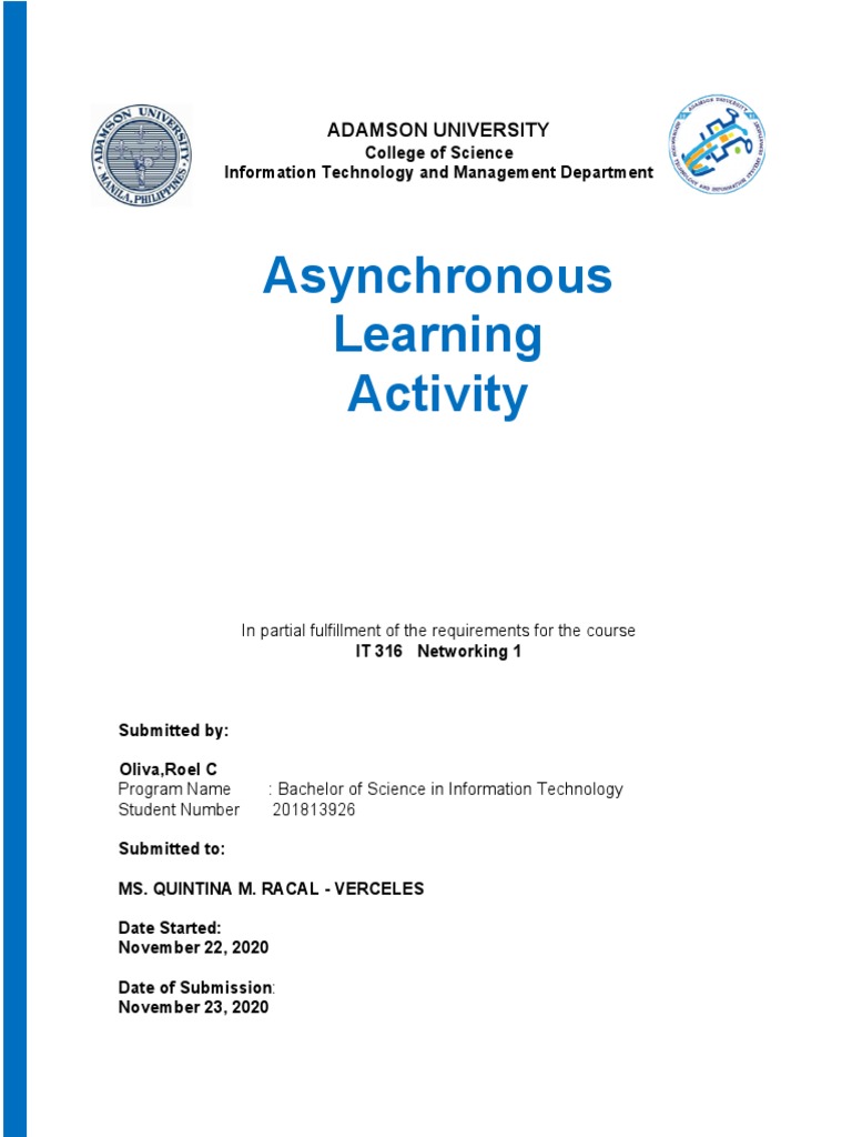 Asynchronous Learning Activity: Adamson University | PDF | Cisco ...