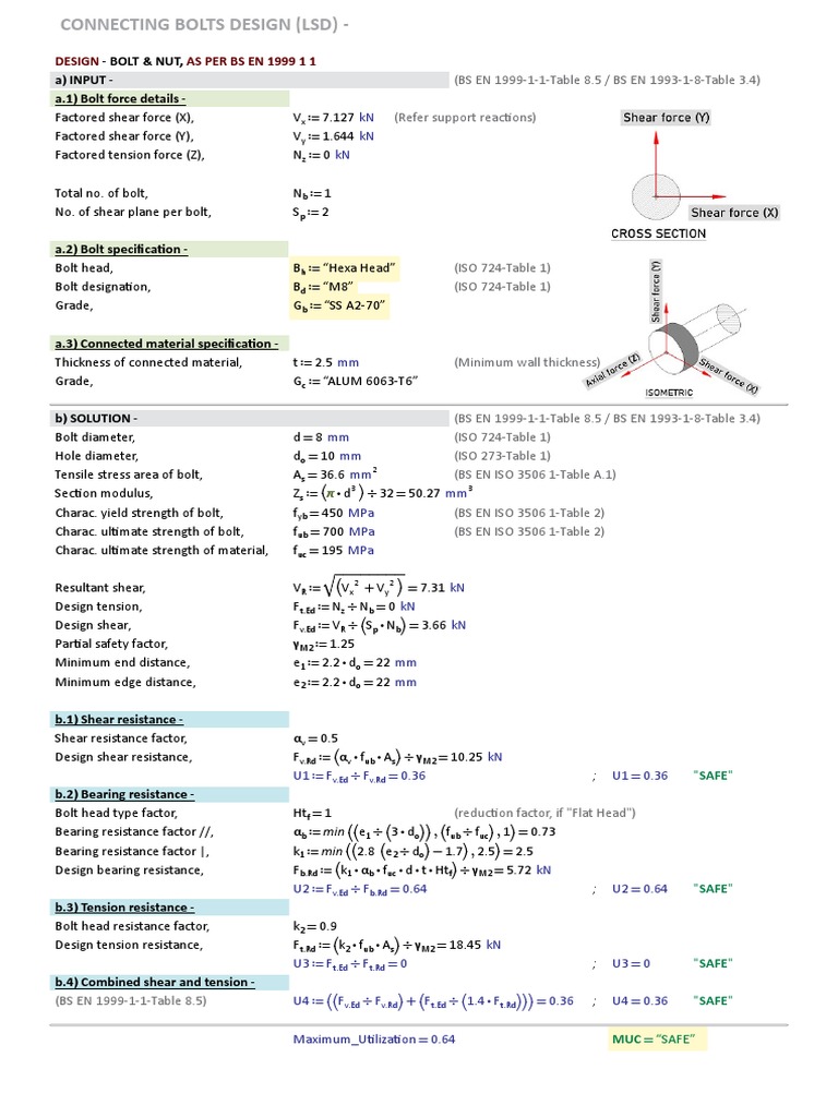 Bolts Design Analysis (LSD) | PDF | Screw | Ultimate Tensile Strength