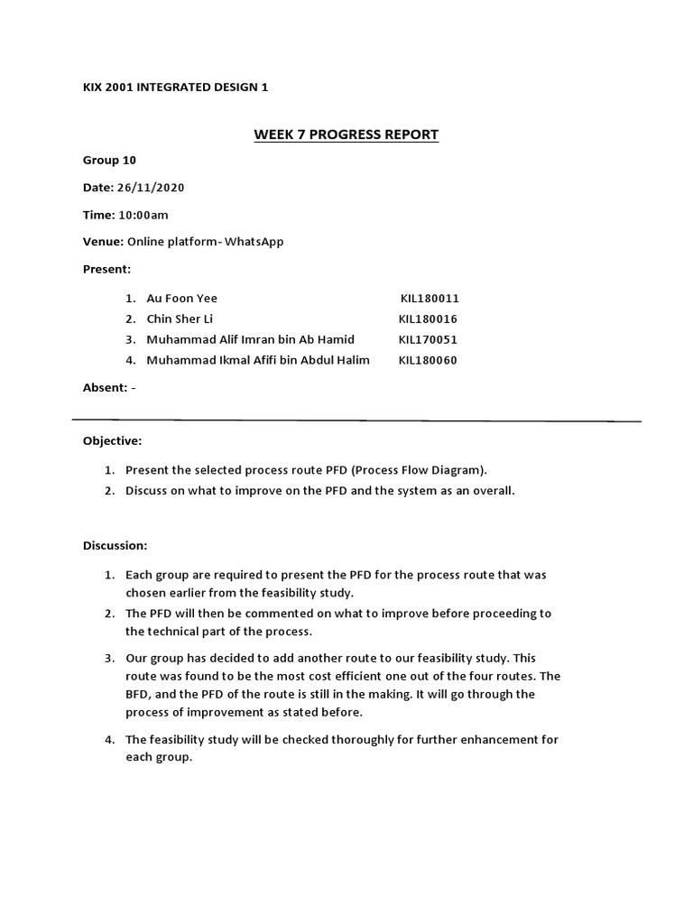 KIX 2001 Week 7 Progress Report | PDF