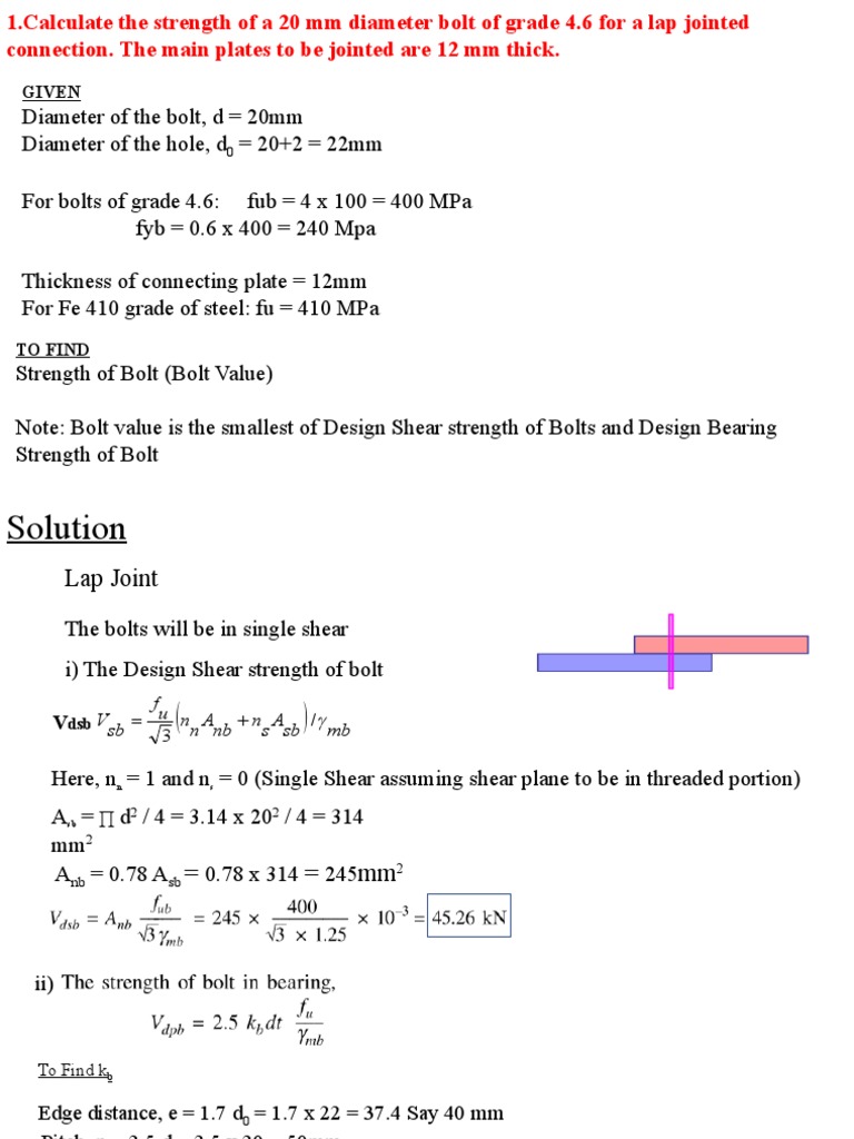 Design Strength of 20mm Bolts in Joints | PDF | Screw | Woodworking