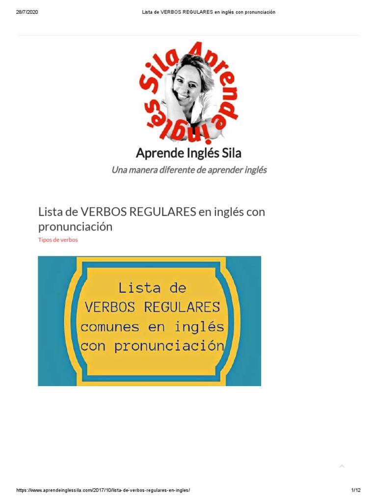 Lista de VERBOS REGULARES en Inglés Con Pronunciación | PDF ...