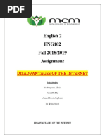 English 2 ENG102 Fall 2018/2019 Assignment: Disadvantages of The Internet