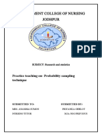 Government College of Nursing Jodhpur: Practice Teaching On-Probability Sampling Technique