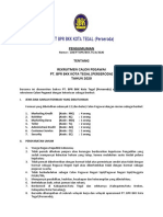 Pengumuman Rekrutmen Pegawai Tetap Pt. BPR BKK Kota Tegal (Perseroda) 2020 Final PDF