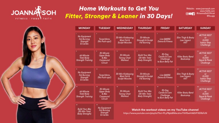 30 Day Home Workout Plan Fitter Stronger Leaner PDF | PDF | Strength ...