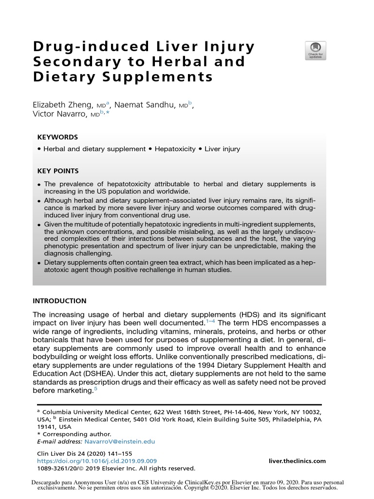 Drug Induced Liver Injury Secondary To Herbal and Dietary Supplements ...