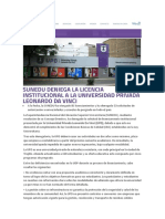 Lectura 1 Noticia Niegan Licenciamiento A Universidad Leonardo Da Vinci PDF