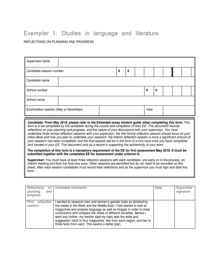 Reflections on Extended Essay Progress | PDF | Thesis | Essays