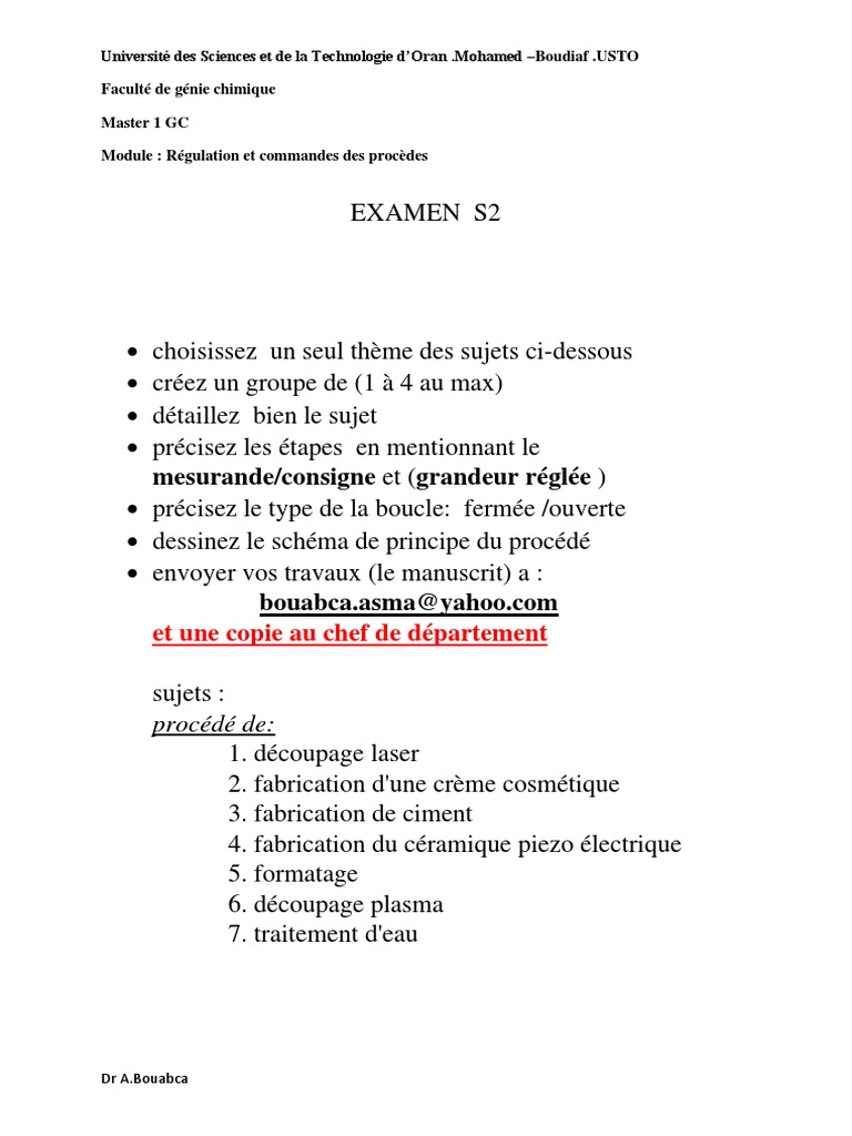 Regulation Et Commende Des Procedesi PDF | PDF