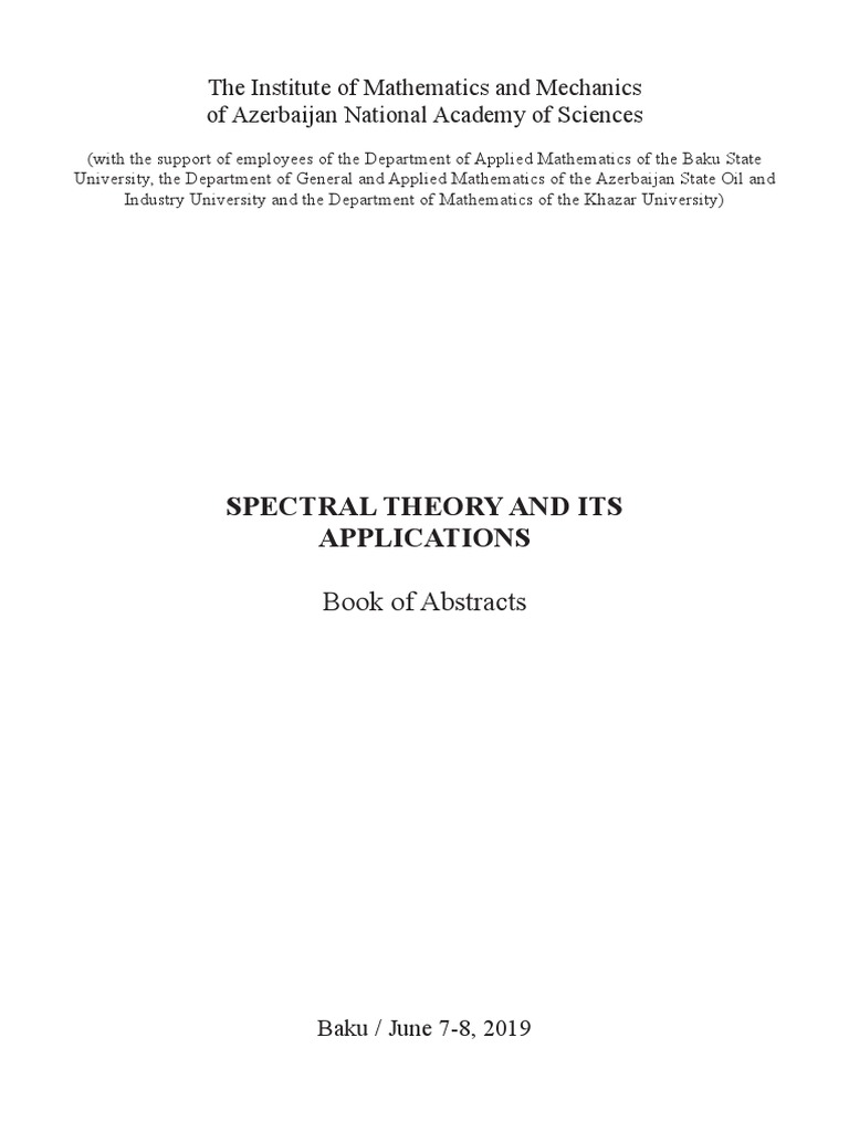 SPECTRAL THEORY AND ITS APPLICATIONS Boo PDF | PDF | Hilbert Space ...
