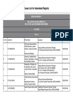 Cause List For Islamabad Registry