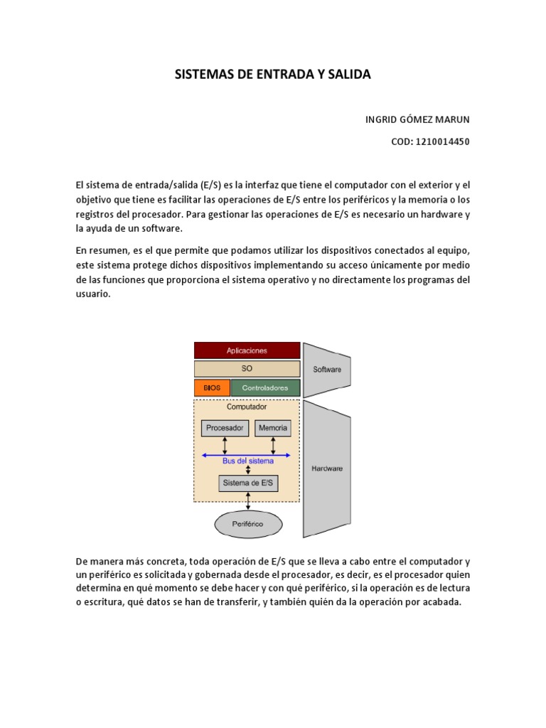 Sistema De Entrada Salida Ingridgomez Pdf Hardware De La