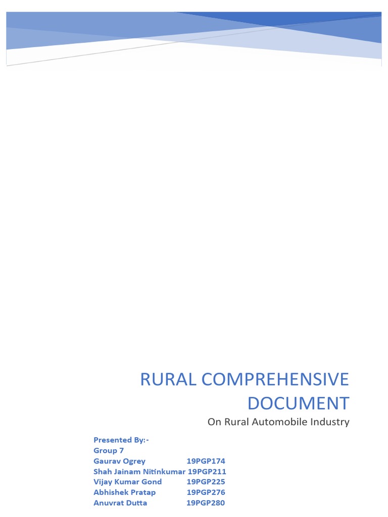 Penetration of Automobiles in Rural Markets in India | PDF