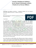 Derecho de Peticion Ministerio de Defensa Retroactivo 20%