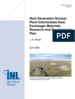 Next Generation Nuclear Plant Intermediate Heat Exchanger Materials Research and Development Plan