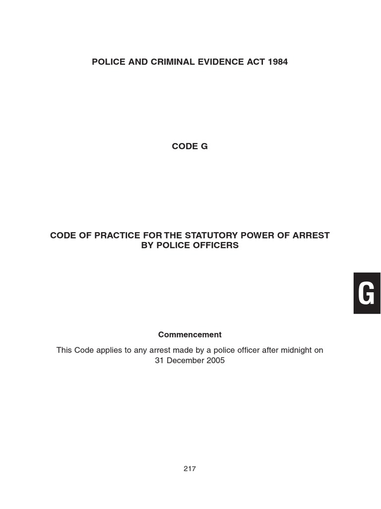 Police and Criminal Evidence Act 1984 | PDF | Arrest | Bail