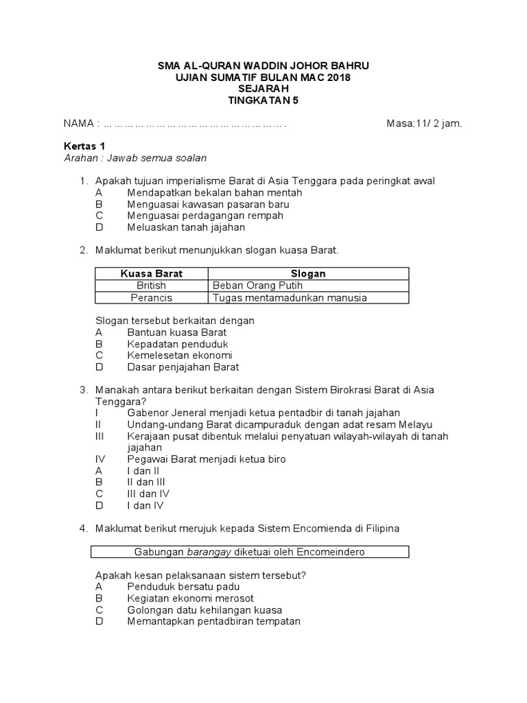 Ujian Sumatif T5 Pdf