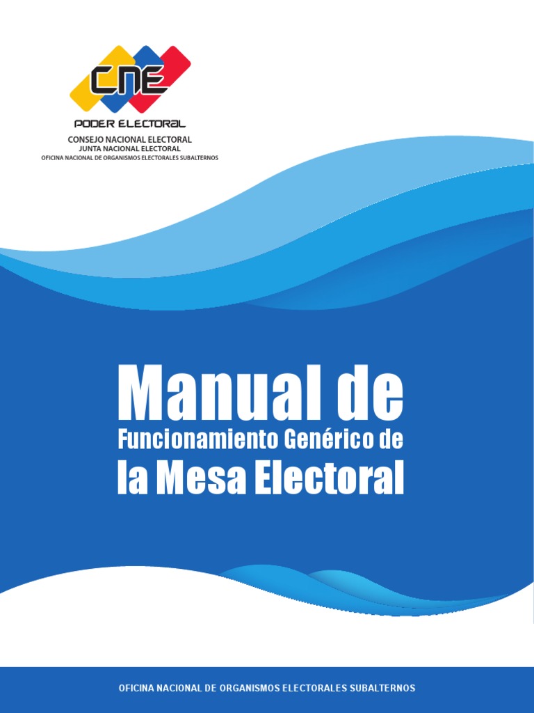 Manual Del Funcionamiento de Las Mesas Electorales PDF Votación