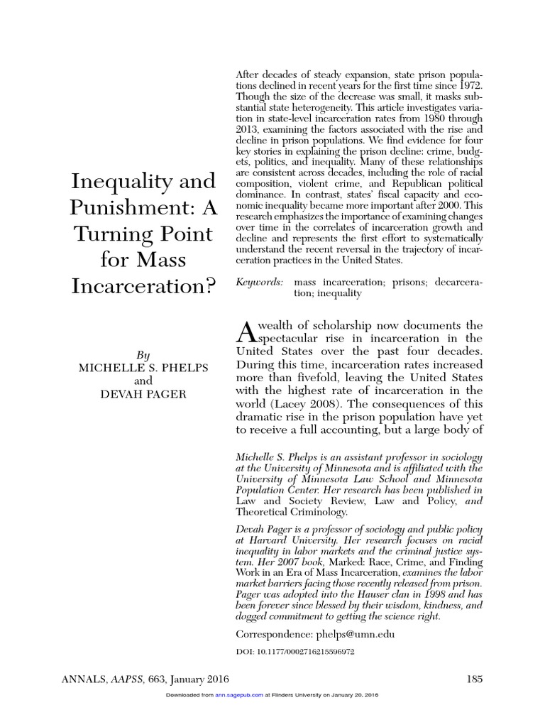 Inequality's Role in Prison Population Decline | PDF | Incarceration In ...
